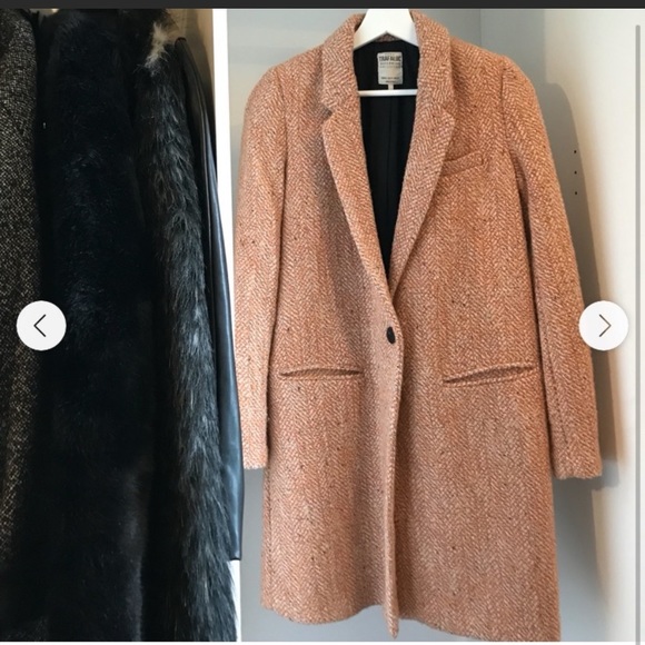 Zara Traffalic Burnt Orange Pea Coat - Picture 2 of 5
